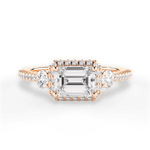Kara Emerald Cut Lab Grown Diamond 18Kt Rose Gold Engagement Ring