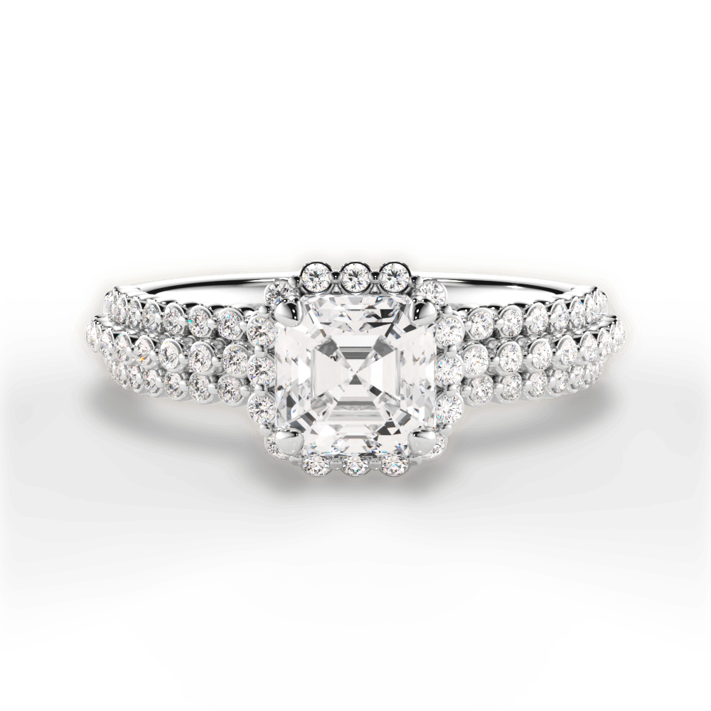 Jocelyn Asscher Cut Lab Grown Diamond 18Kt White Gold Engagement Ring