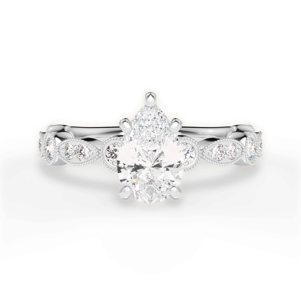 Edith Pear Cut Lab Grown Diamond 18Kt White Gold Engagement Ring