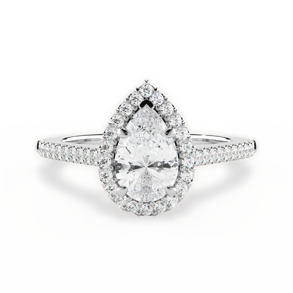 Jeanne Pear Cut Lab Grown Diamond 18Kt White Gold Engagement Ring