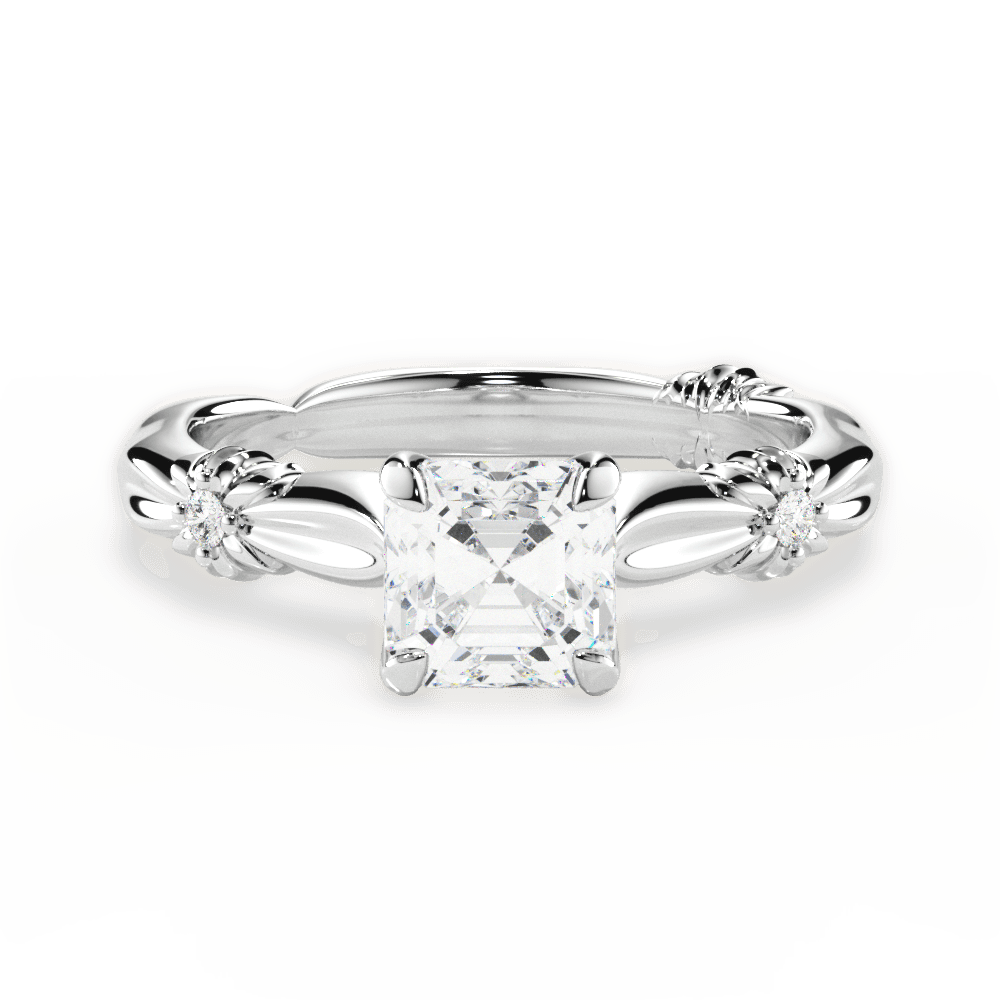 Claire Asscher Cut Lab Grown Diamond Platinum Engagement Ring