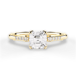 Christina Asscher Cut Lab Grown Diamond 18Kt Yellow Gold Engagement Ring