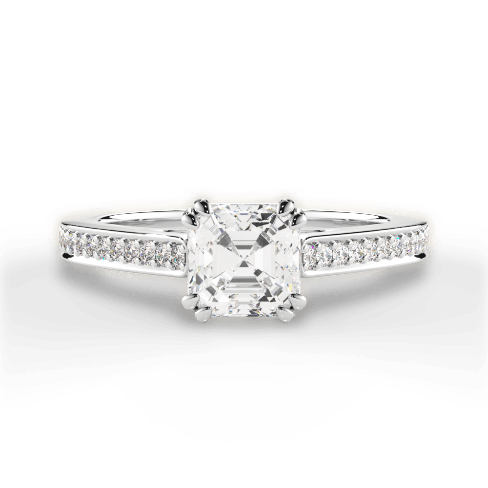 Denise Asscher Cut Lab Grown Diamond Platinum Engagement Ring