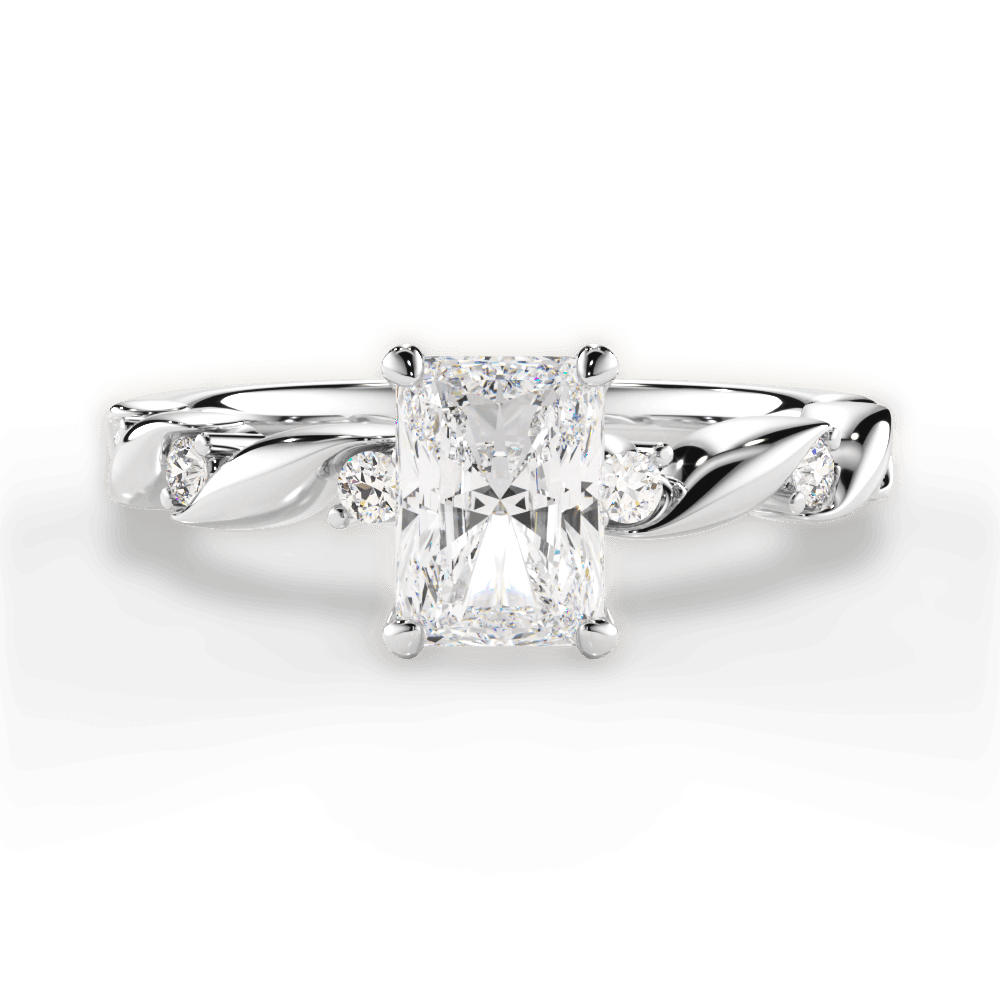 Emma Radiant Cut Lab Grown Diamond 14Kt White Gold Engagement Ring