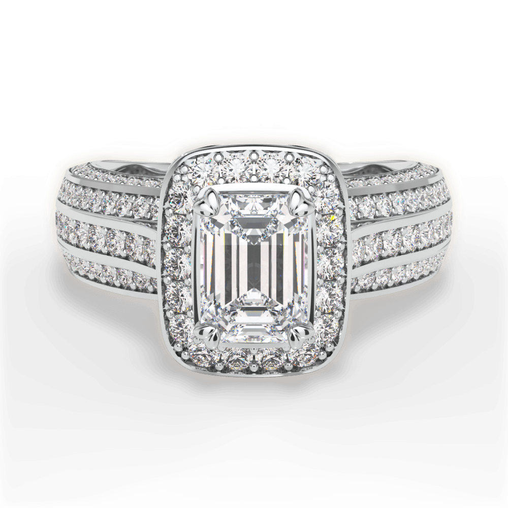 Madison Emerald Cut Lab Grown Diamond 18Kt White Gold Engagement Ring