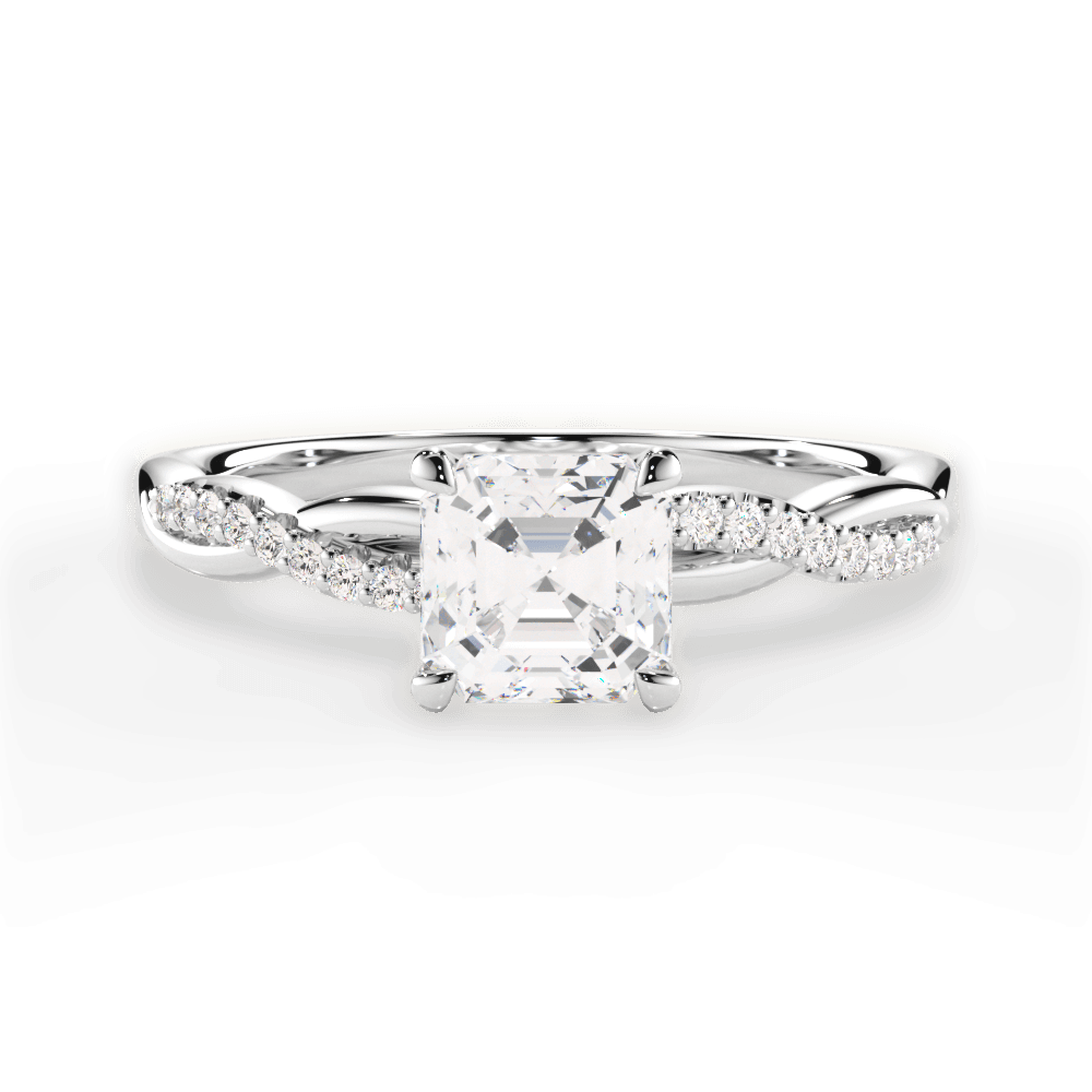 Charlotte Asscher Cut Lab Grown Diamond 14Kt White Gold Engagement Ring