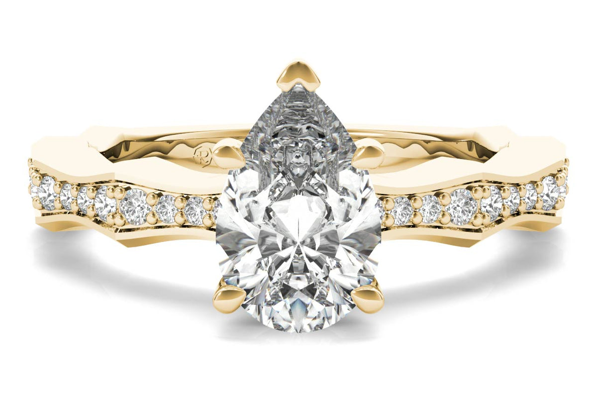 Wendy pear lab diamond engagement ring in 18k yellow gold