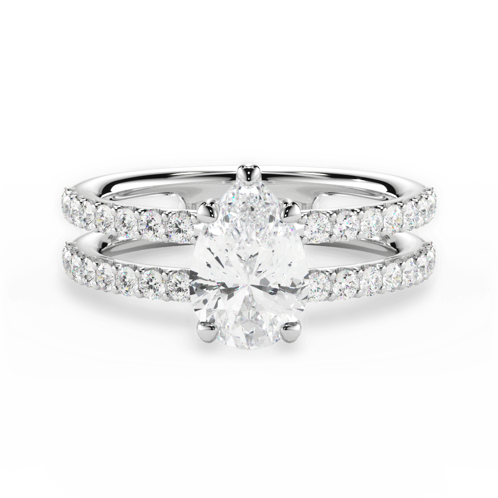 Christie Pear Cut Lab Grown Diamond 18Kt White Gold Engagement Ring