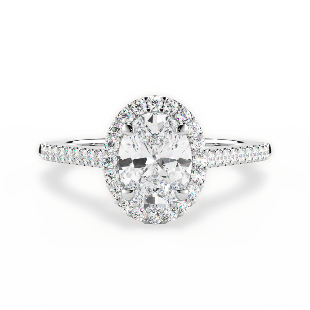 Jeanne Oval Cut Lab Grown Diamond 14Kt White Gold Engagement Ring