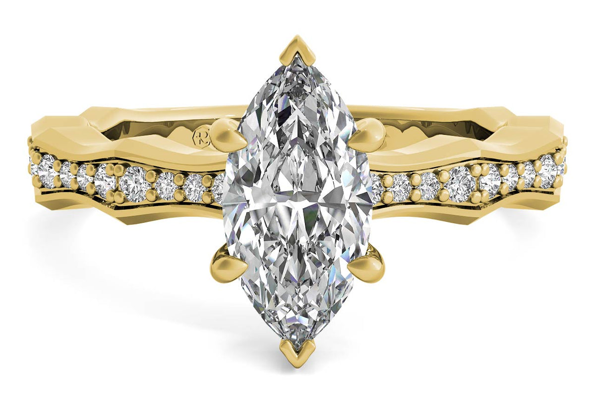 Wendy marquise lab diamond engagement ring in 18k yellow gold