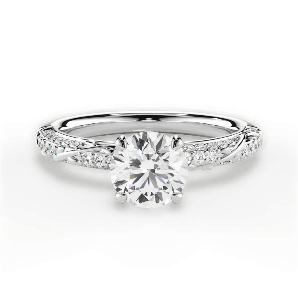 Gloria Round Cut Lab Grown Diamond 18Kt White Gold Engagement Ring