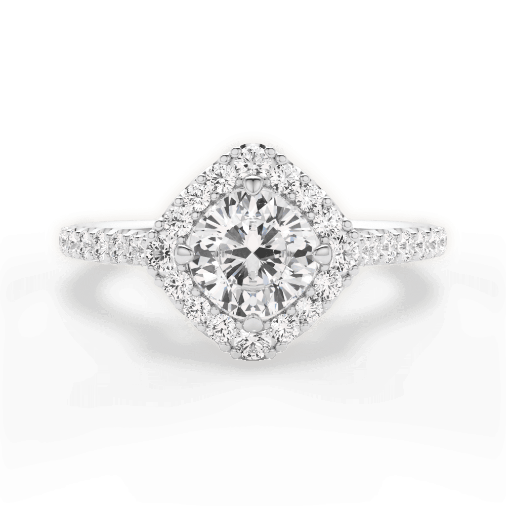 Jackie Cushion Cut Lab Grown Diamond 18Kt White Gold Engagement Ring