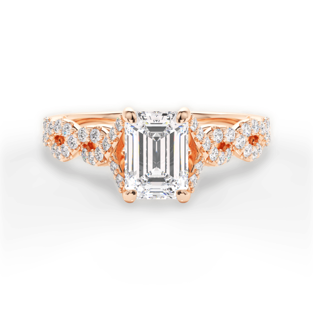 Justine Emerald Cut Lab Grown Diamond 18Kt Rose Gold Engagement Ring
