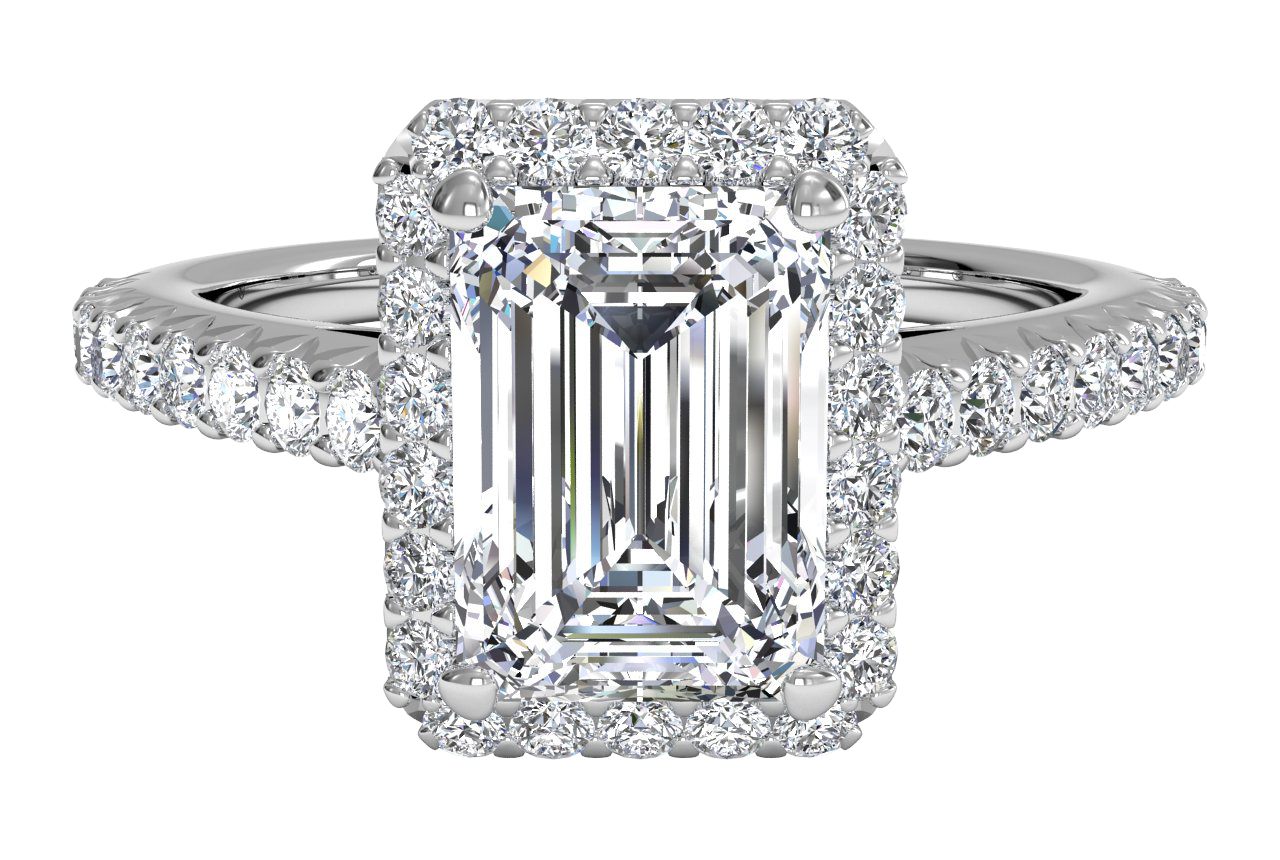 Kathleen Emerald Cut Lab Grown Diamond 14Kt White Gold Engagement Ring