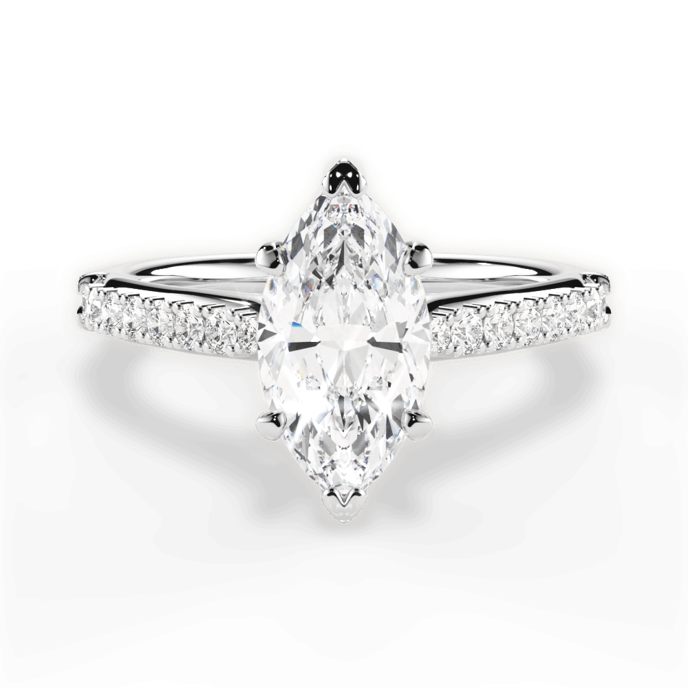 Elizabeth Marquise Cut Lab Grown Diamond 18Kt White Gold Engagement Ring