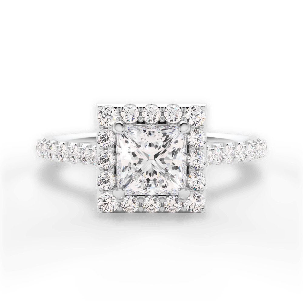 Leah Princess Cut Lab Grown Diamond 18Kt White Gold Engagement Ring