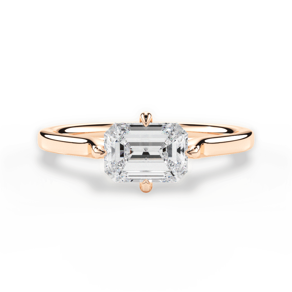 Bernadette Emerald Cut Lab Grown Diamond 18Kt Rose Gold Engagement Ring