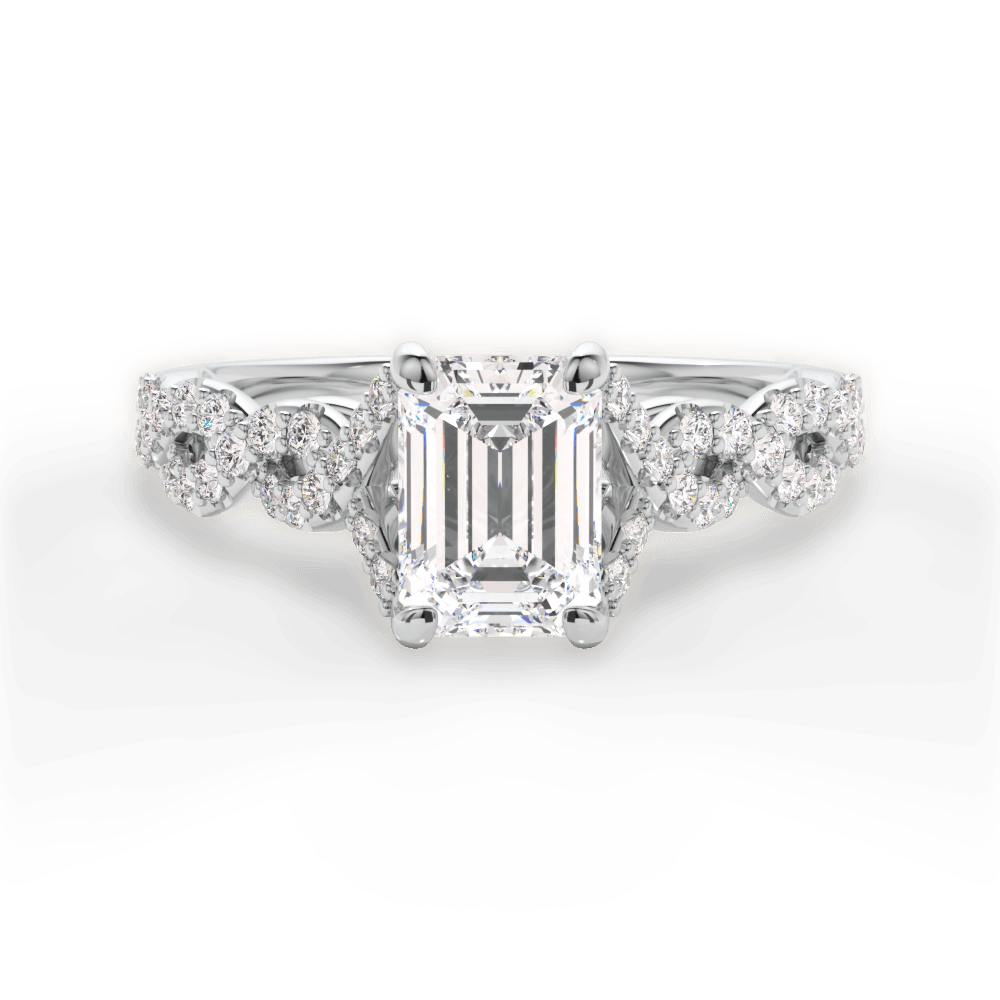 Justine Emerald Cut Lab Grown Diamond 14Kt White Gold Engagement Ring