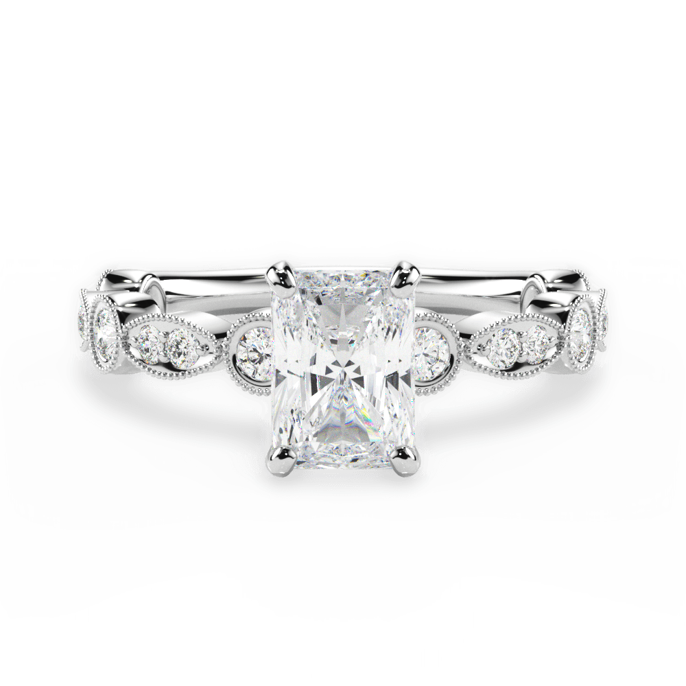 Edith Radiant Cut Lab Grown Diamond 14Kt White Gold Engagement Ring