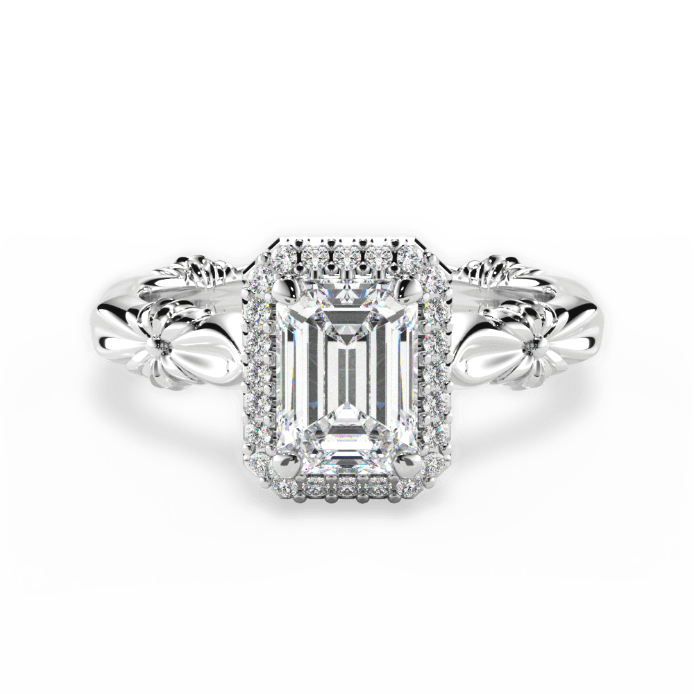 Erica Emerald Cut Lab Grown Diamond Platinum Engagement Ring