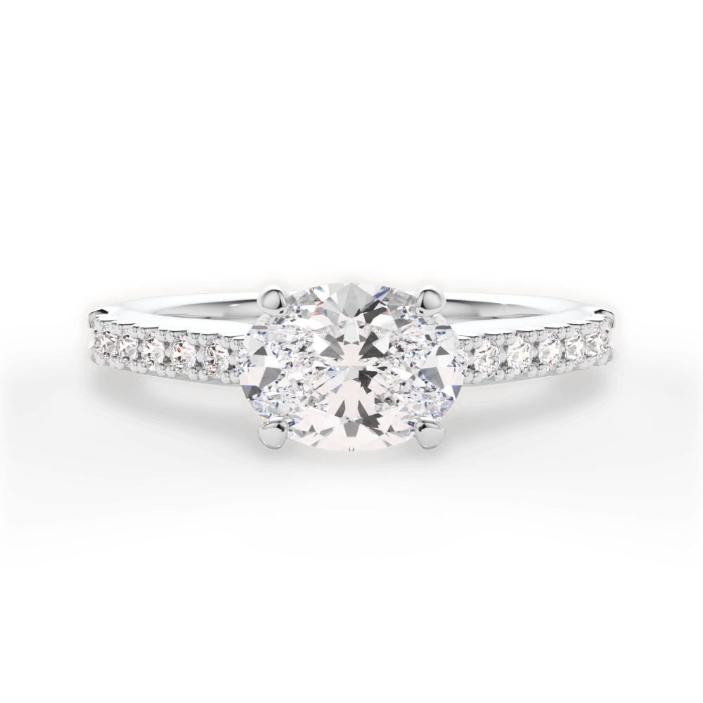Diane Oval Cut Lab Grown Diamond 18Kt White Gold Engagement Ring