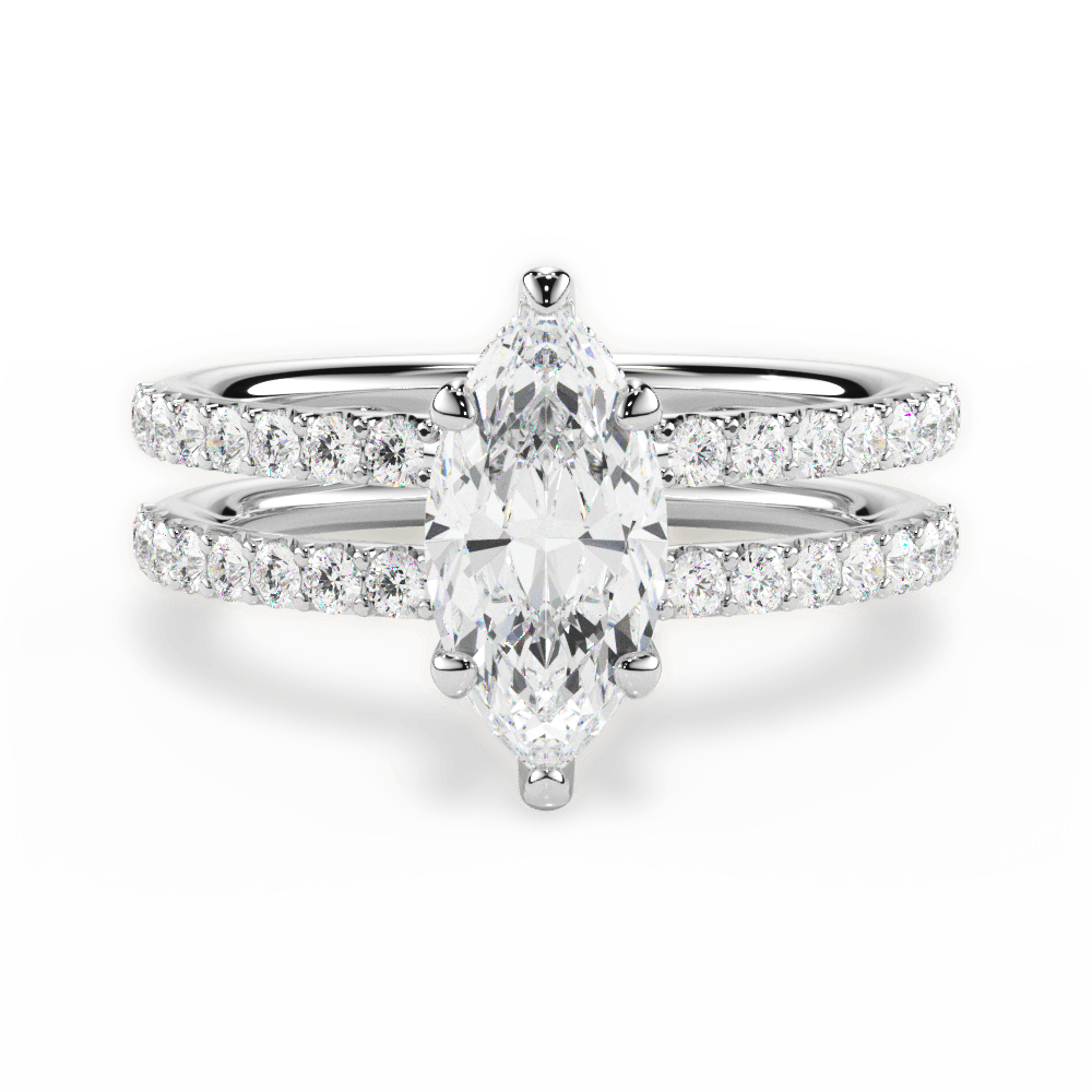 Christie Marquise Cut Lab Grown Diamond 14Kt White Gold Engagement Ring