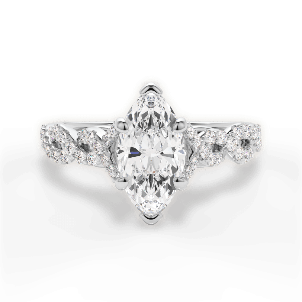 Justine Marquise Cut Lab Grown Diamond 14Kt White Gold Engagement Ring