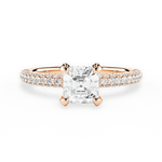 Lisa Asscher Cut Lab Grown Diamond 18Kt Rose Gold Engagement Ring
