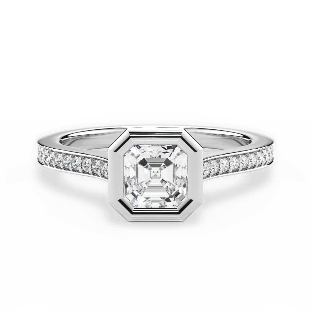 Deanna Asscher Cut Lab Grown Diamond 18Kt White Gold Engagement Ring