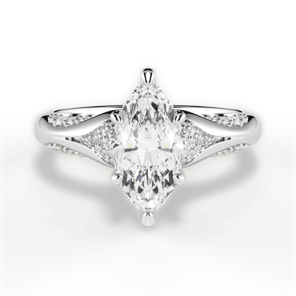 Isabel Marquise Cut Lab Grown Diamond 14Kt White Gold Engagement Ring