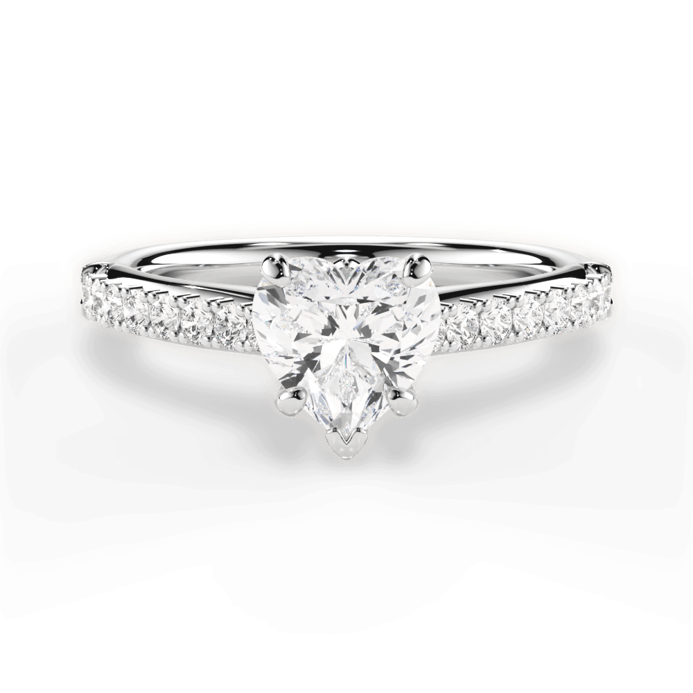 Elizabeth Heart Cut Lab Grown Diamond 14Kt White Gold Engagement Ring