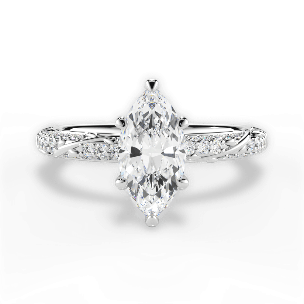 Gloria Marquise Cut Lab Grown Diamond 14Kt White Gold Engagement Ring