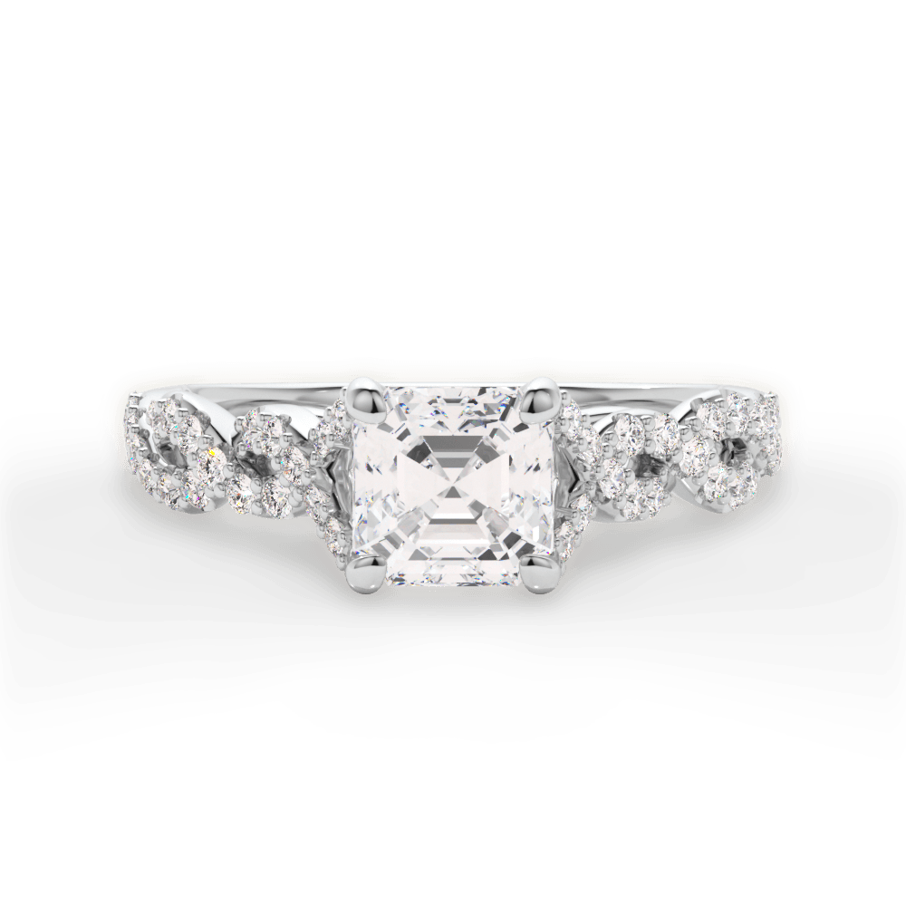 Justine Asscher Cut Lab Grown Diamond Platinum Engagement Ring