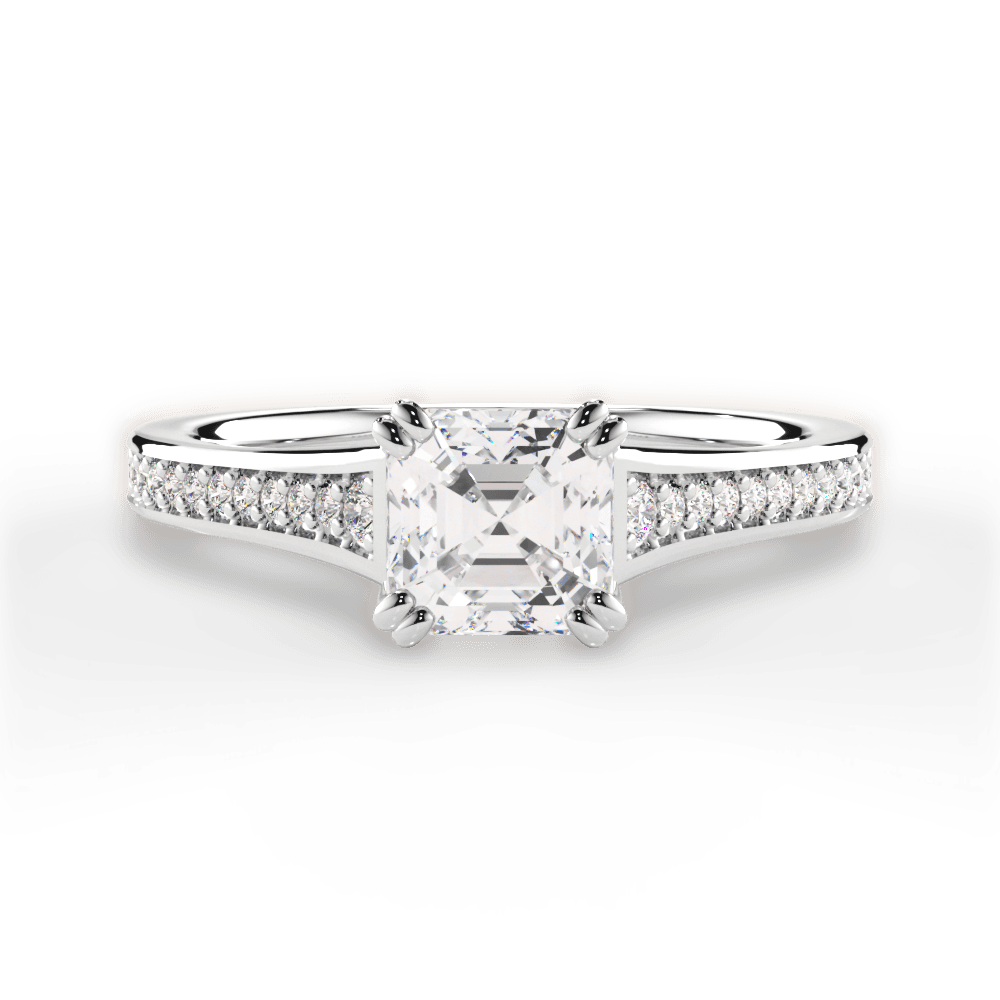 Delia Asscher Cut Lab Grown Diamond 18Kt White Gold Engagement Ring