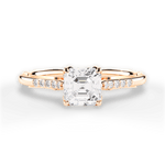 Christina Asscher Cut Lab Grown Diamond 18Kt Rose Gold Engagement Ring
