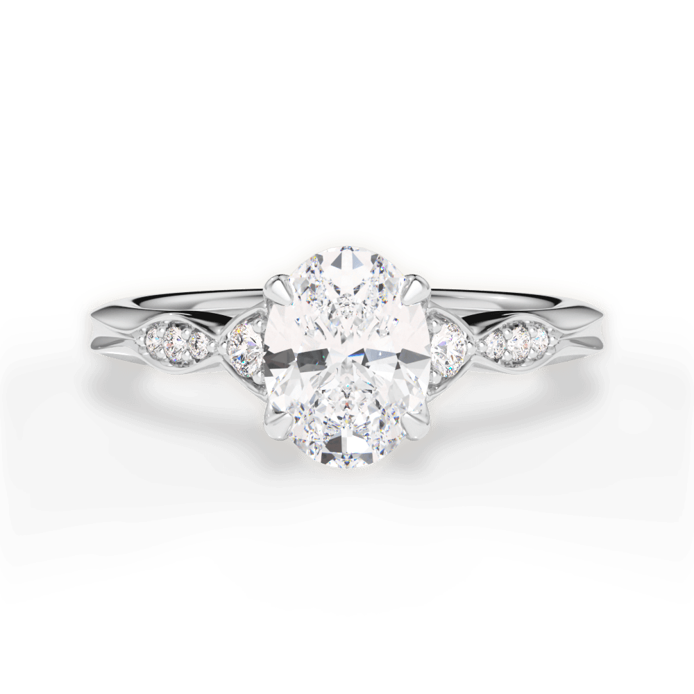 Cassie Oval Cut Lab Grown Diamond 14Kt White Gold Engagement Ring
