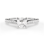 Elizabeth Asscher Cut Lab Grown Diamond Platinum Engagement Ring