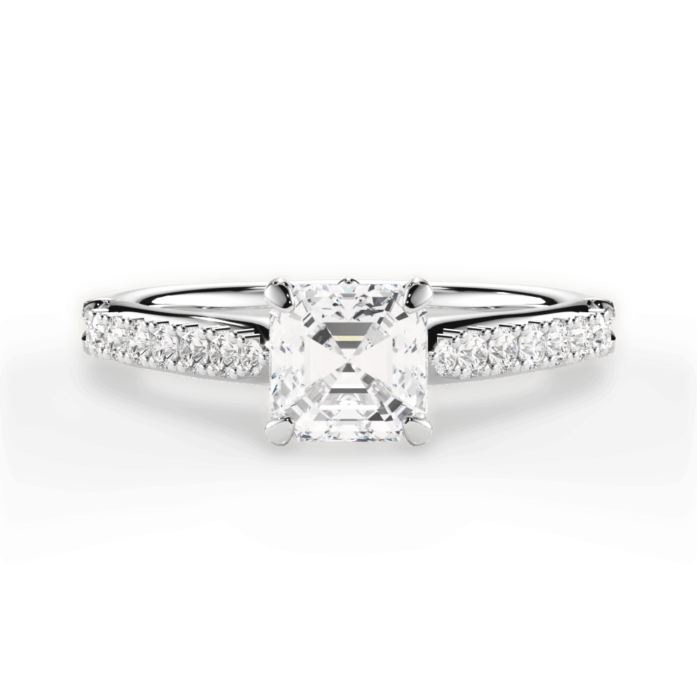 Elizabeth Asscher Cut Lab Grown Diamond Platinum Engagement Ring