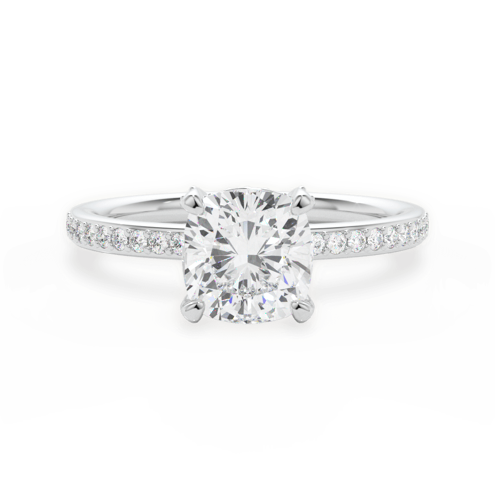 Janice Cushion Cut Lab Grown Diamond 14Kt White Gold Engagement Ring
