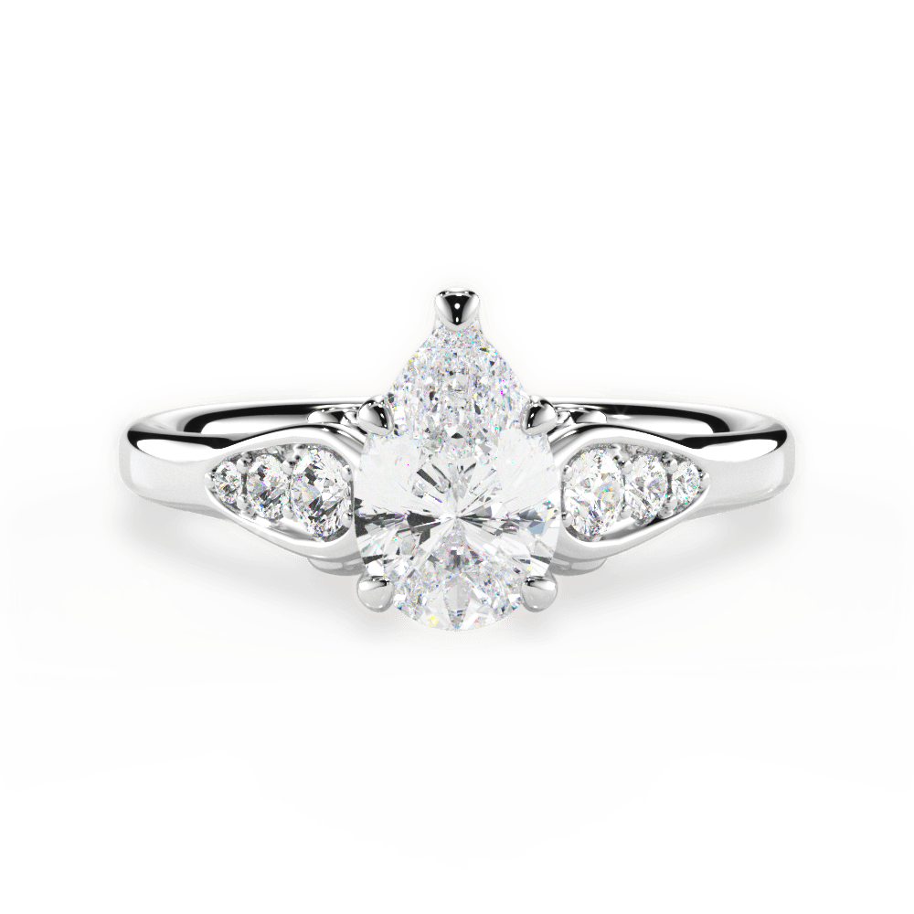 Cecilia Pear Cut Lab Grown Diamond Platinum Engagement Ring