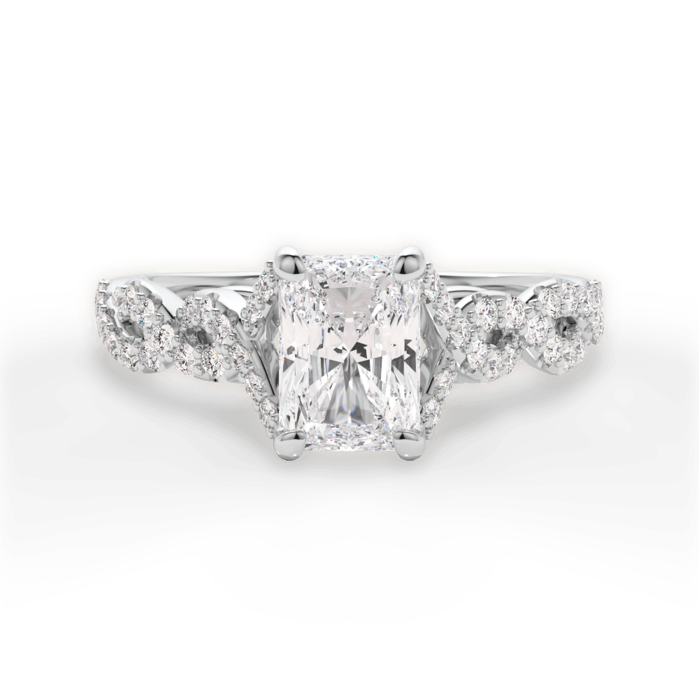 Justine Radiant Cut Lab Grown Diamond 14Kt White Gold Engagement Ring