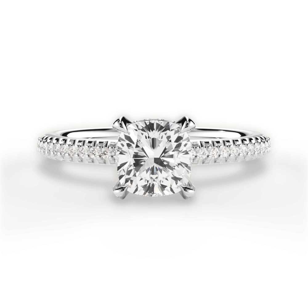 Helen Cushion Cut Lab Grown Diamond 14Kt White Gold Engagement Ring