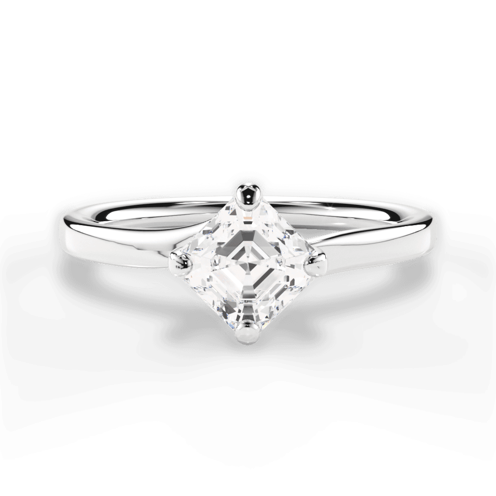 Ashley Asscher Cut Lab Grown Diamond 18Kt White Gold Engagement Ring