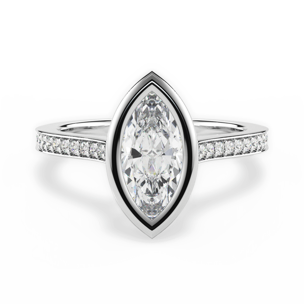 Deanna Marquise Cut Lab Grown Diamond 18Kt White Gold Engagement Ring