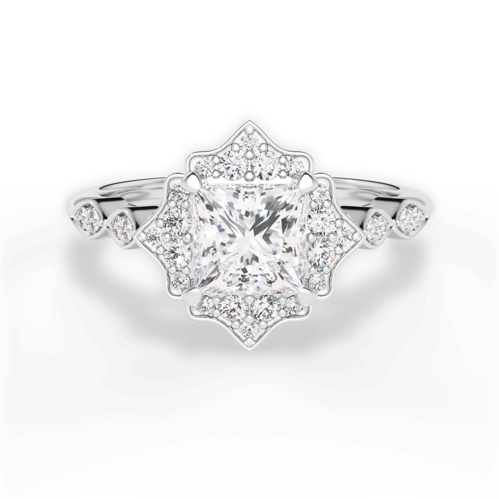 Julie Princess Cut Lab Grown Diamond 14Kt White Gold Engagement Ring