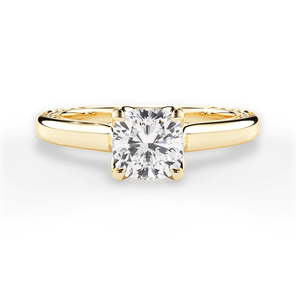 Carrie Cushion Cut Lab Grown Diamond 18Kt Yellow Gold Engagement Ring