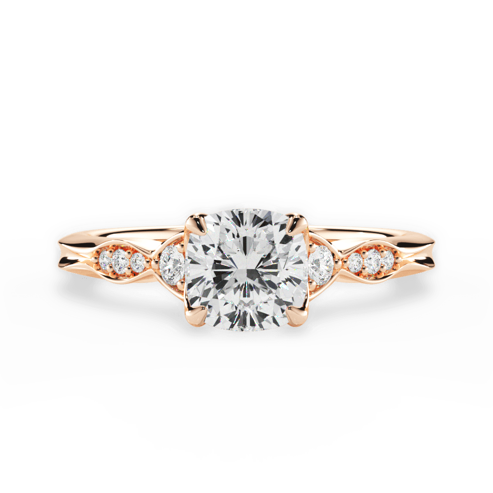 Cassie Cushion Cut Lab Grown Diamond 18Kt Rose Gold Engagement Ring