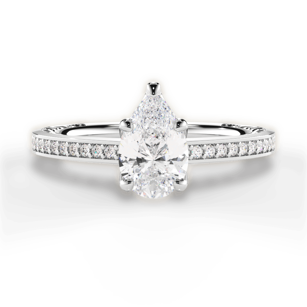 Donna Pear Cut Lab Grown Diamond 14Kt White Gold Engagement Ring