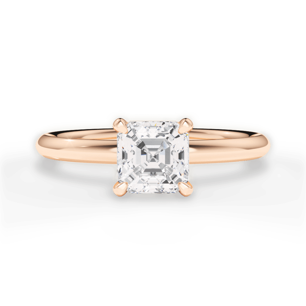Brenda Asscher Cut Lab Grown Diamond 18Kt Rose Gold Engagement Ring