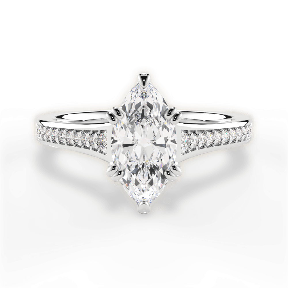 Delia Marquise Cut Lab Grown Diamond 18Kt White Gold Engagement Ring
